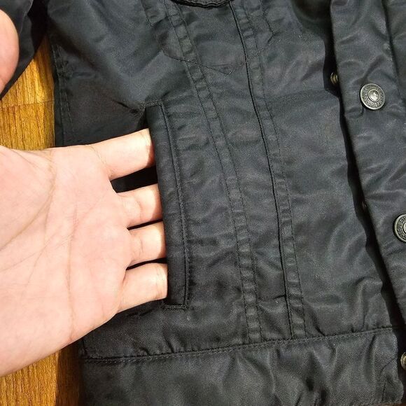 Levi's Bomber Jacket Quilted Synthetic Fill Kids Size 6 Black Orange Snap Button - Picture 7 of 8